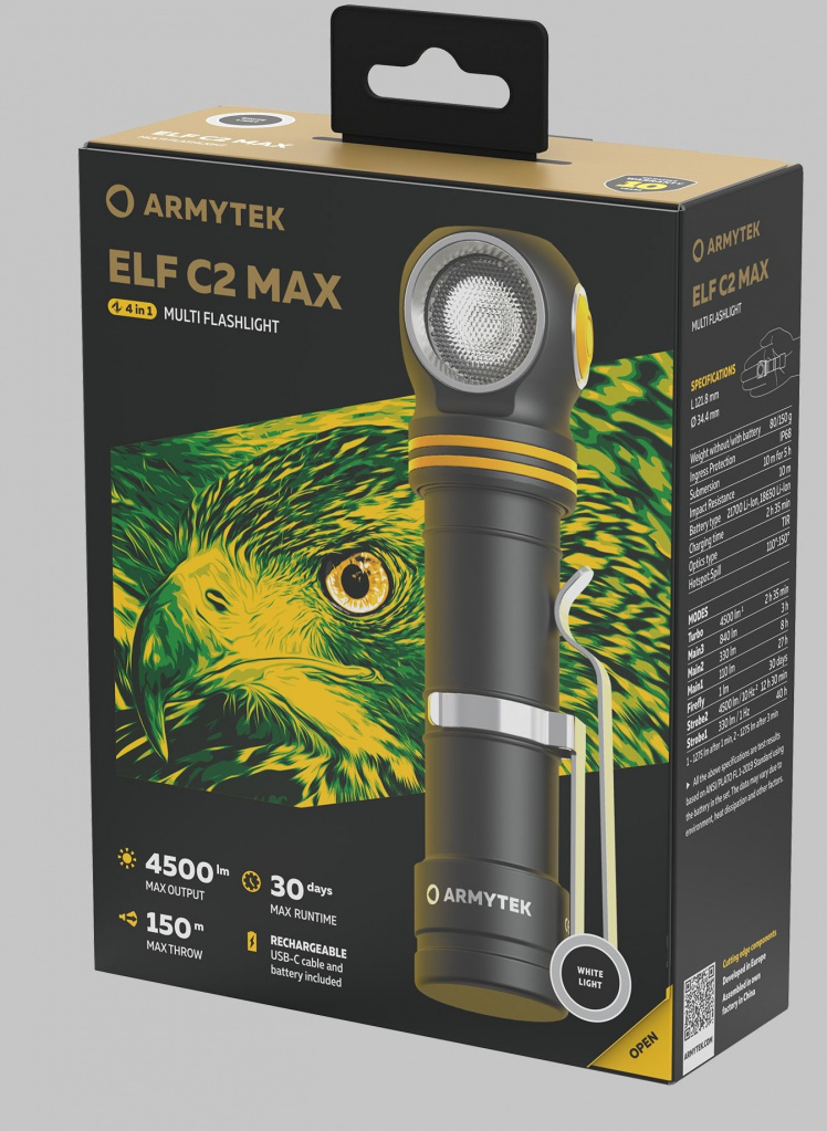 Фонарь Armytek Elf C2 Max USB-C Белый свет (4500 Lumen)