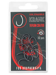 Крючки  карп. Volzhanka Krank Teflon №4 (HCVKT-04)(уп.10шт)