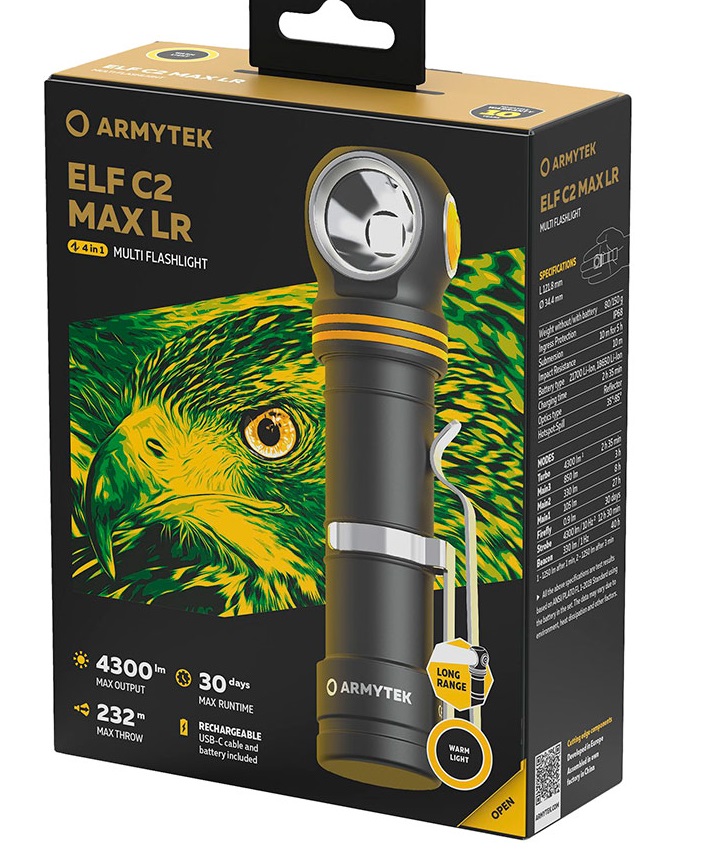 Фонарь Armytek Elf C2 Max LR USB-C Теплый свет (4300 Lumen)